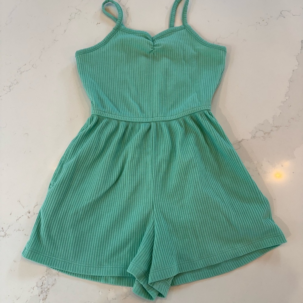 Kids Green Ribbed Romper